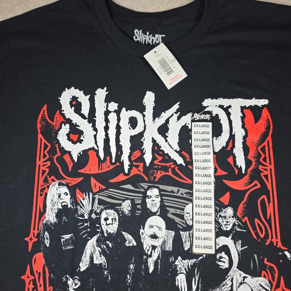 Y2K Slipknot T-Shirt Mens 2XL Black Graphic Goat Scribble Star Logo Band Tee NWT